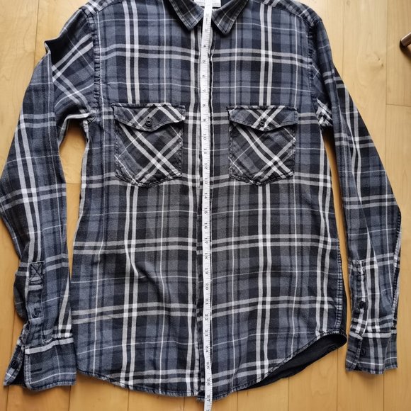 Zara Man AC/DC Black Ice Grey Plaid Shirt - Picture 5 of 10